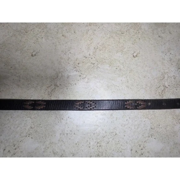 Amsterdam Heritage Brown Leather Belt Western Cowboy Work Sliver Tone Buckle 38 - Picture 2 of 7